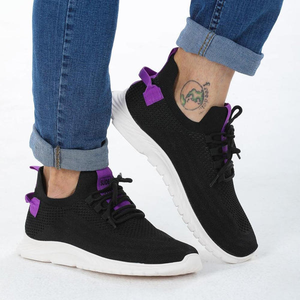 MEN'S LIGHTWEIGHT CASUAL SNEAKERS 2022 BLACK AND PURPLE